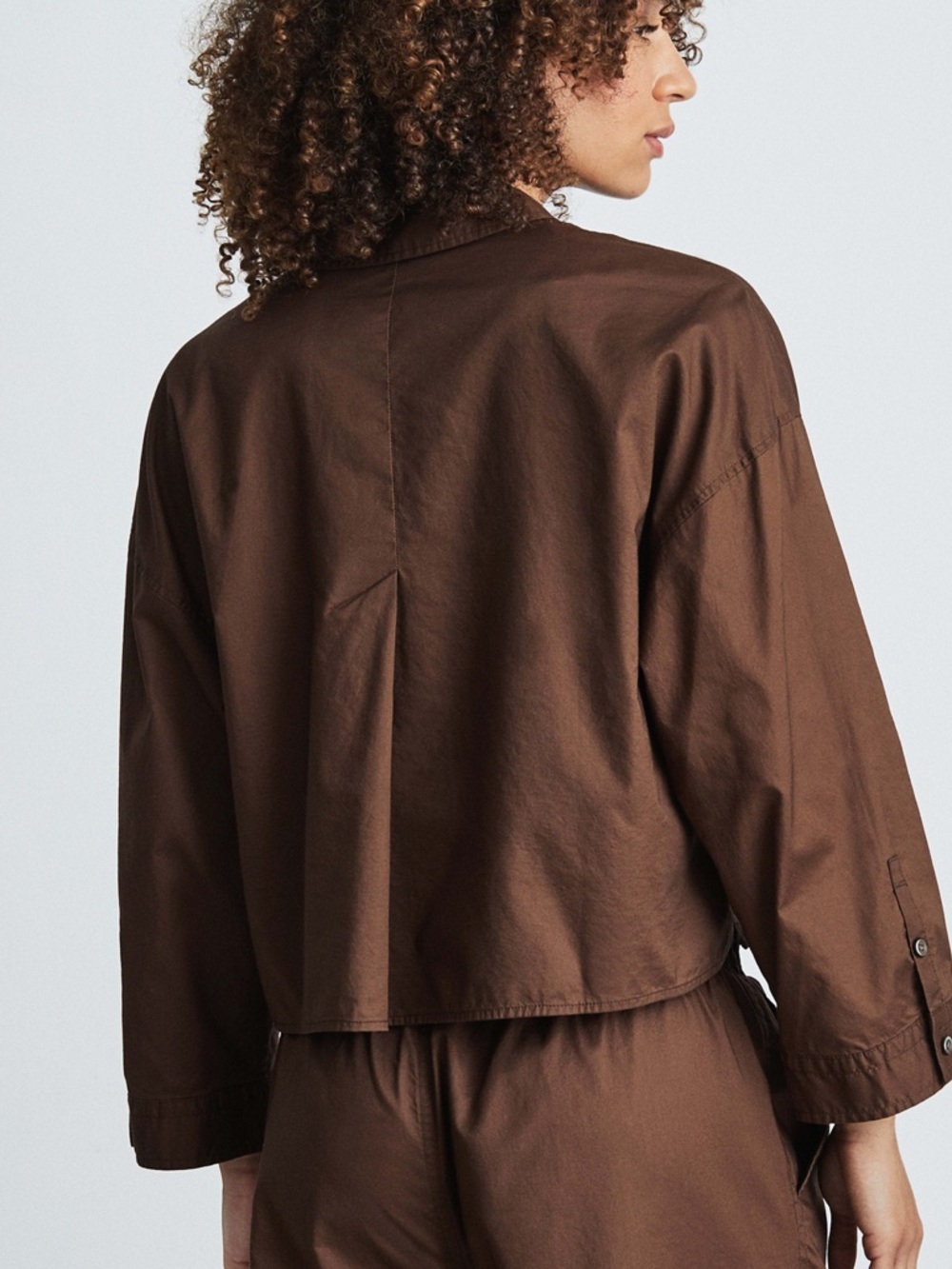 Everlane The Woven PJ Top Cropped Chestnut Size Extra Small XS NWT - Picture 2 of 9